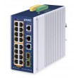 PLANET IP30 Industrial L2/L4 16-Port Managed L2/L4 Gigabit Ethernet (10/100/1000) Power over Ethernet (PoE) Aluminium, Blue
