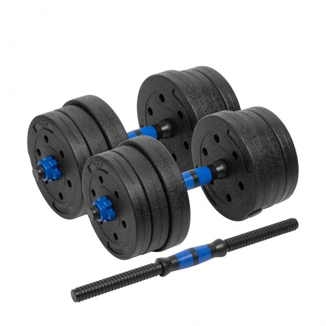 Adjustable bitumen dumbbells with connector 2x10kg REBEL ACTIVE