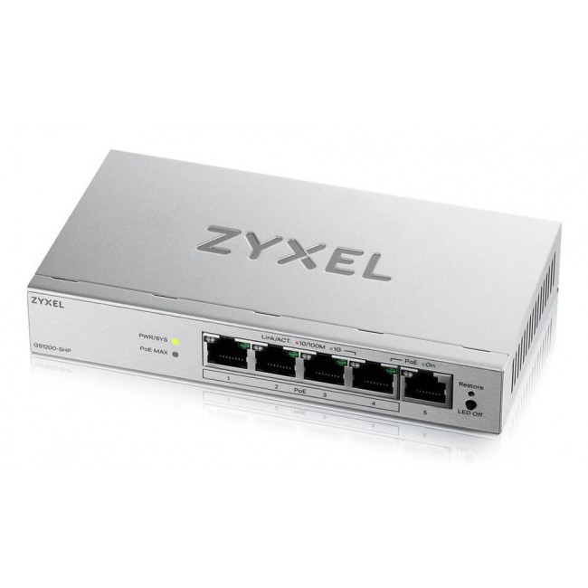 Zyxel GS1200-5HPV3 Managed L2 Gigabit Ethernet (10/100/1000) Power over Ethernet (PoE) Desktop Grey