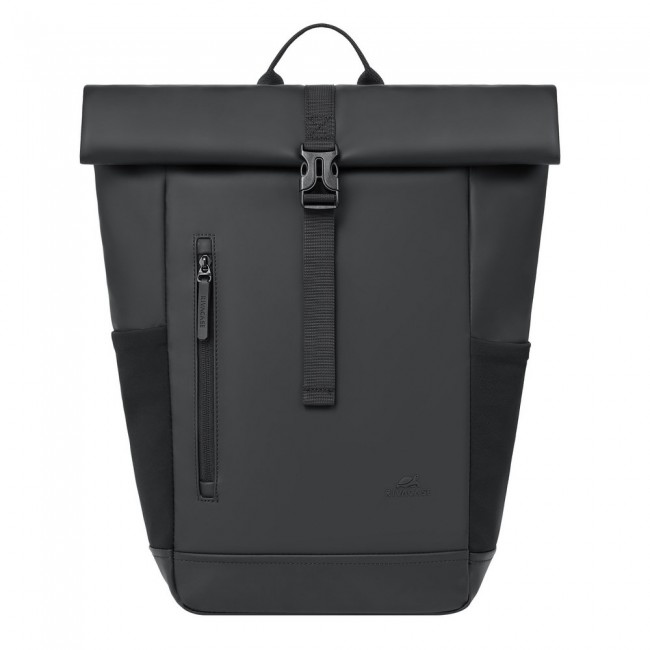 Rivacase Eden backpack Roll top backpack Black Polyester, PU leather