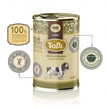 FOLK Wild boar hunter-style mono - wet dog food - 400g