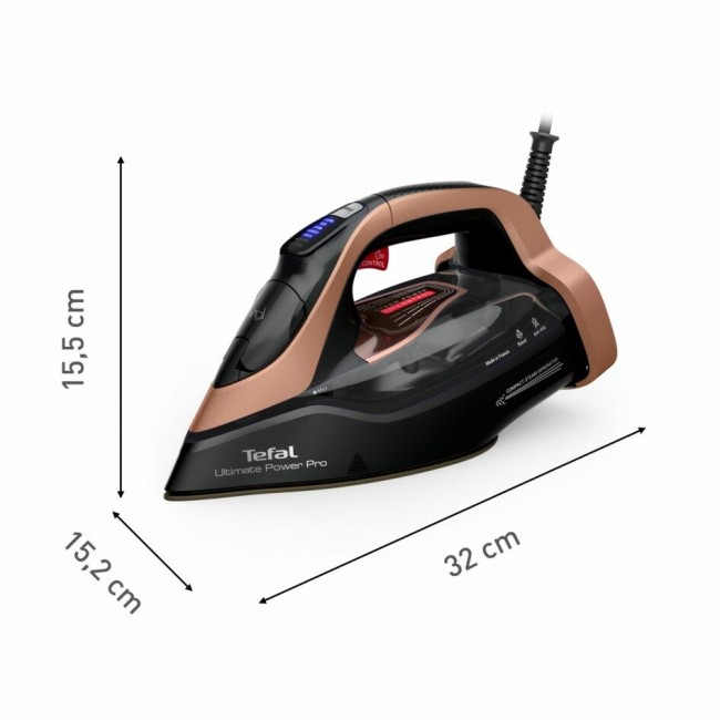 Tefal Ultimate Power Pro FV9E50 Dry & Steam iron Durilium AirGlide Autoclean soleplate 3200 W Black, Copper