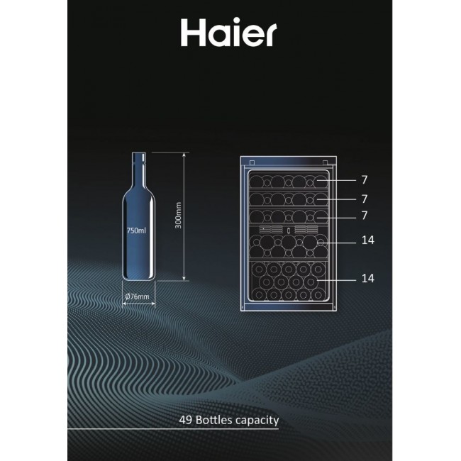 Haier Wine Bank 50 Serie 3 HWS49GAE Compressor wine cooler Freestanding Black 49 bottle(s)
