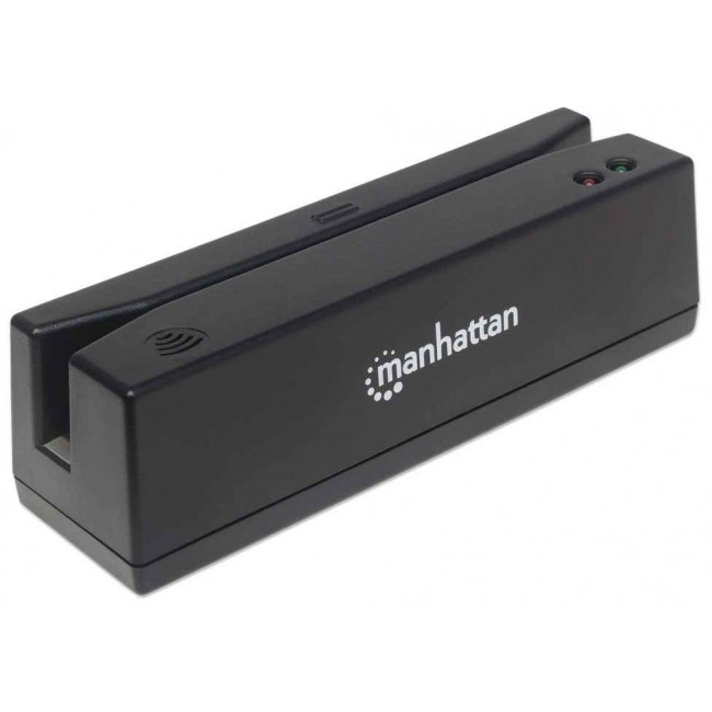 Manhattan USB-A Magnetic Strip Card Reader, Triple Track Reader, Keyboard Wedge Decoder, Cable 1.5m, Black, Three Year Warranty