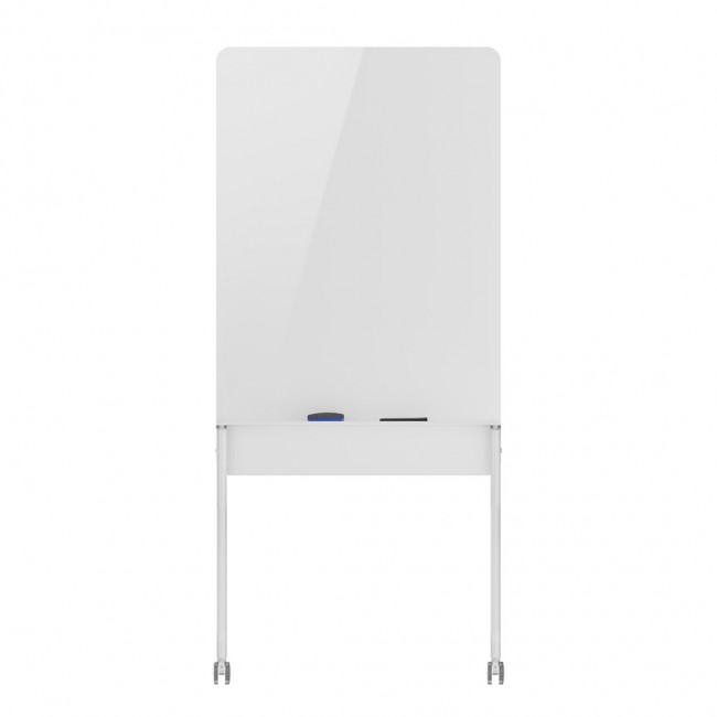 Ergo Office mobile dry erase board, vertical orientation, white, single sided, with shelf, board dimensions 1190x790mm, ER-305
