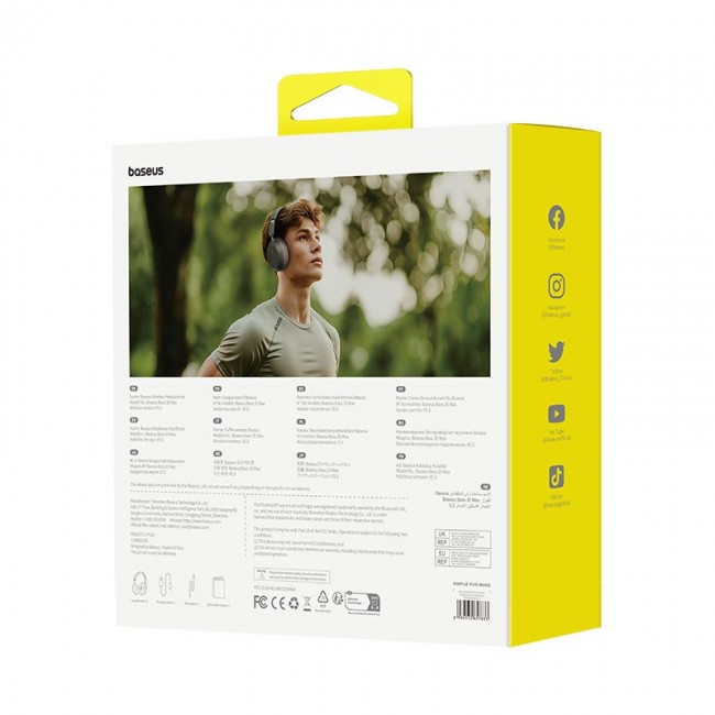 Baseus Bass 35 Max Headphones Wired & Wireless Head-band Music USB Type-C Bluetooth Grey