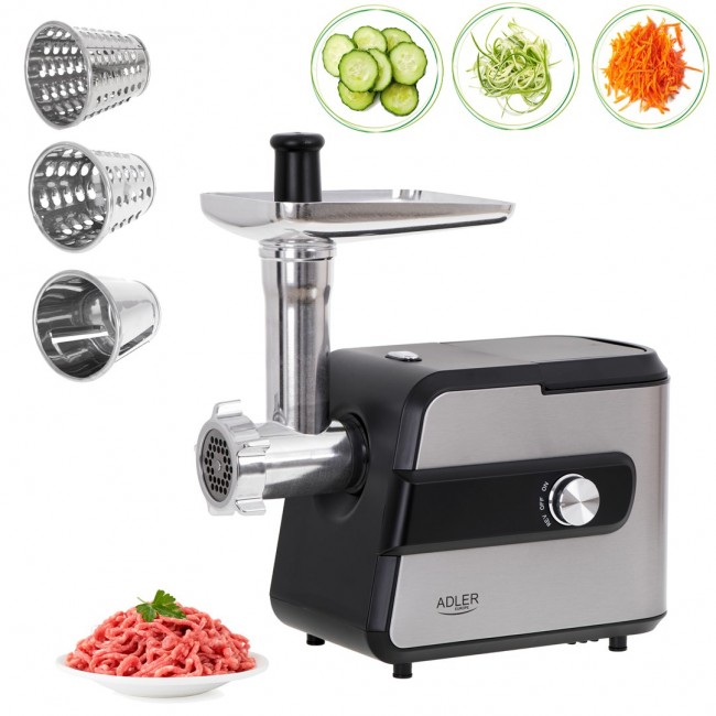 Adler AD 4813 mincer 2000 W Black, Silver Adler AD 4813 mincer 2000 W Black, Silver