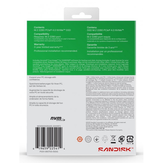 Western Digital Green WD SN3000 NVMe SSD POWERED BY SANDISK 500 GB