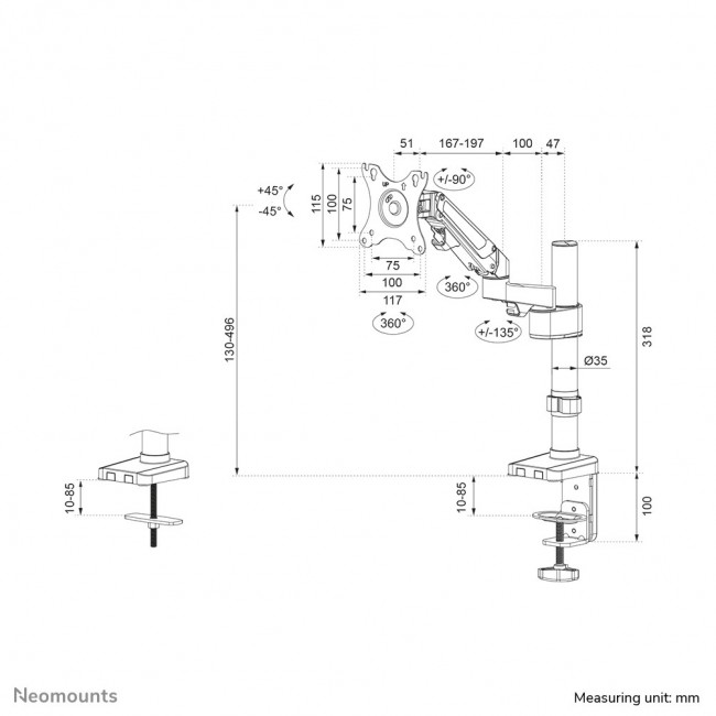 Neomounts DS70-750BL1 Monitor arm 17-27