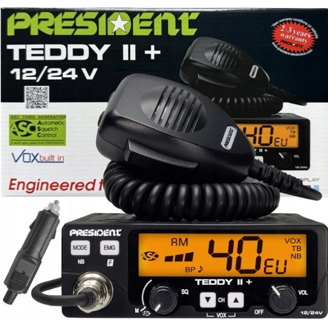 President Teddy II+ AM/FM CB radio Black President Teddy II+ AM/FM CB radio Black