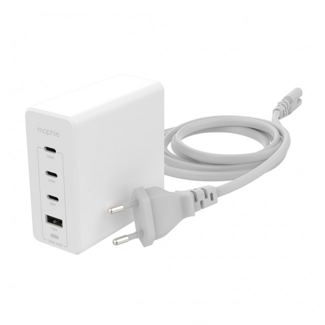mophie Accessories-Wall Adapter-USB-C-PD-HUB-120W-GAN-White-EU(3xUSBC + 1xUSBA)