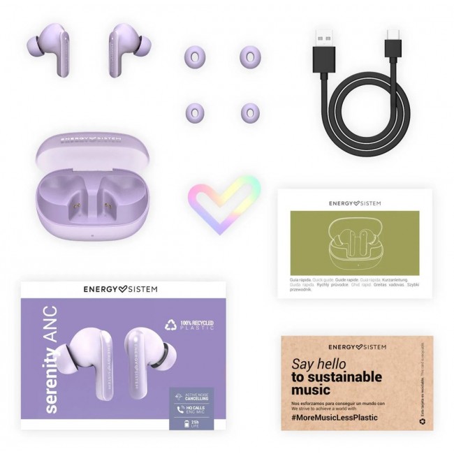 Energy Sistem Serenity ANC Headset True Wireless Stereo (TWS) In-ear Calls/Music USB Type-C Bluetooth Lavender