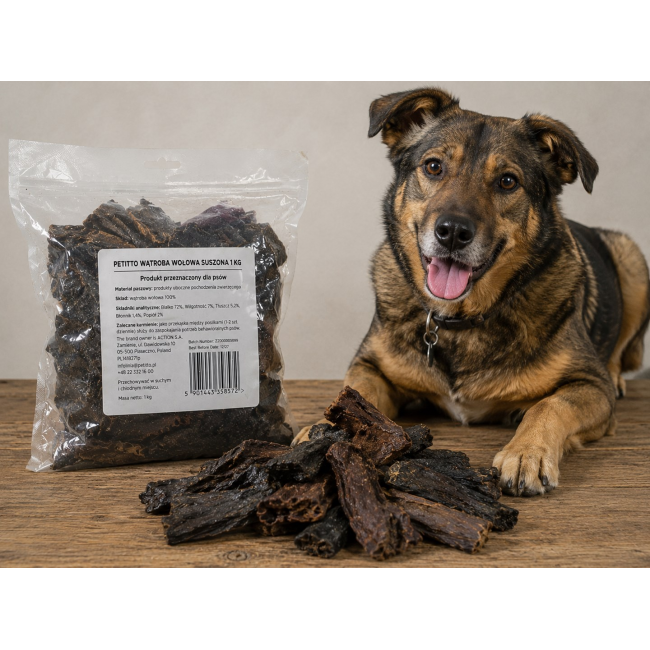 PETITTO Dried beef liver Mono - dog treat - 1kg