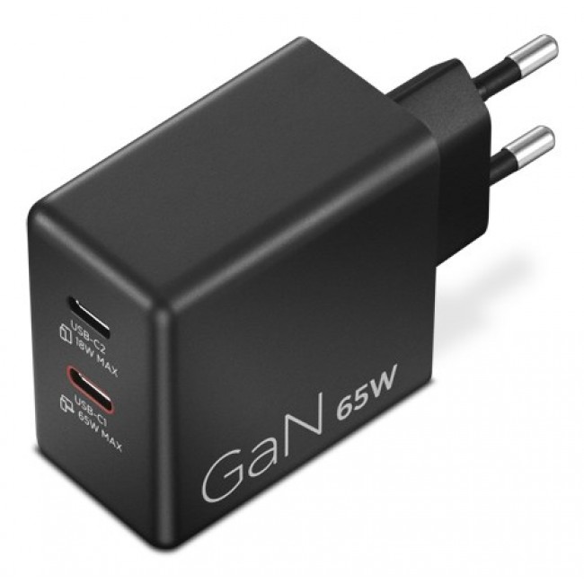 Lenovo Dual USB-C 65W GaN Charger Universal Black AC Indoor