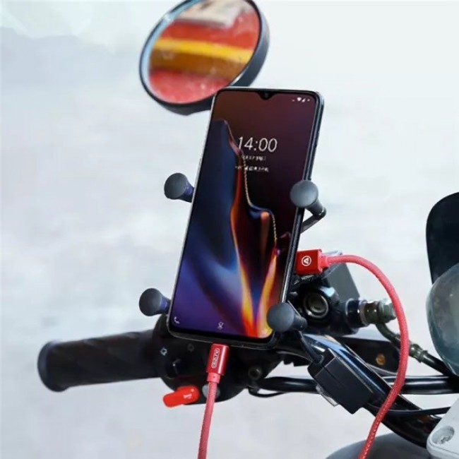 MOTORBIKE PHONE HOLDER FREEDCONN MC7W WITH INDUCTIVE CHARGER + BM2R HEAD TUBE ATTACHMENT