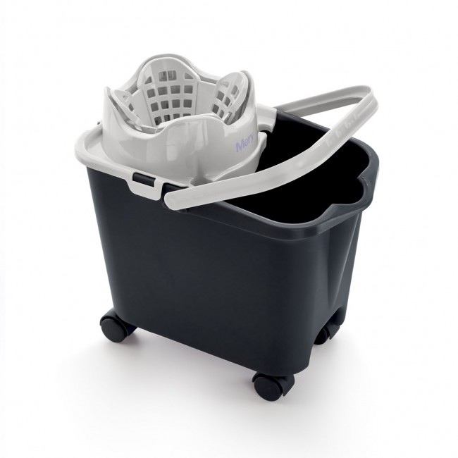 MERY Rectangular bucket on wheels 14 ltr with squeezer MERY Rectangular bucket on wheels 14 ltr with squeezer