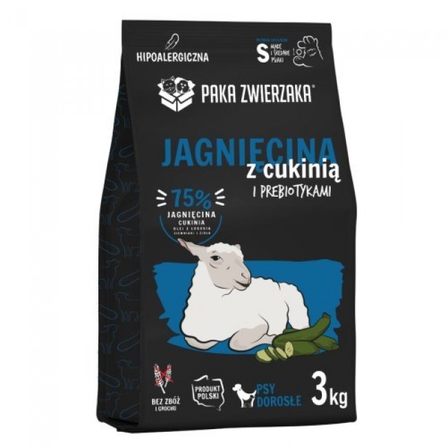 PAKA ZWIERZAKA Lamb with zucchini S - dry dog food - 3kg PAKA ZWIERZAKA Lamb with zucchini S - dry dog food - 3kg