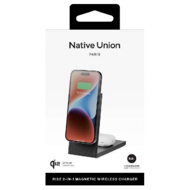 Native Union Rise 2-In-1 Qi2 Wireless Charger Black Native Union Rise 2-In-1 Qi2 Wireless Charger Black