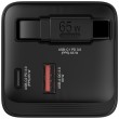 Verbatim GaN Charger 65W 2 Port retractable cable display US plugs with EU and UK adaptors