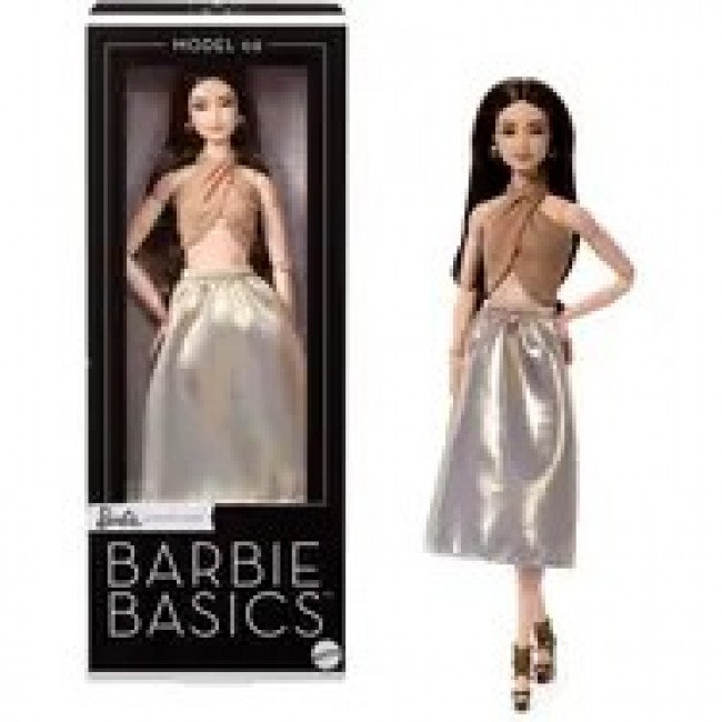 Barbie Signature Basics Collectible Doll, Model 06 with Brunette Hair in Shimmery Golden Skirt & Halter