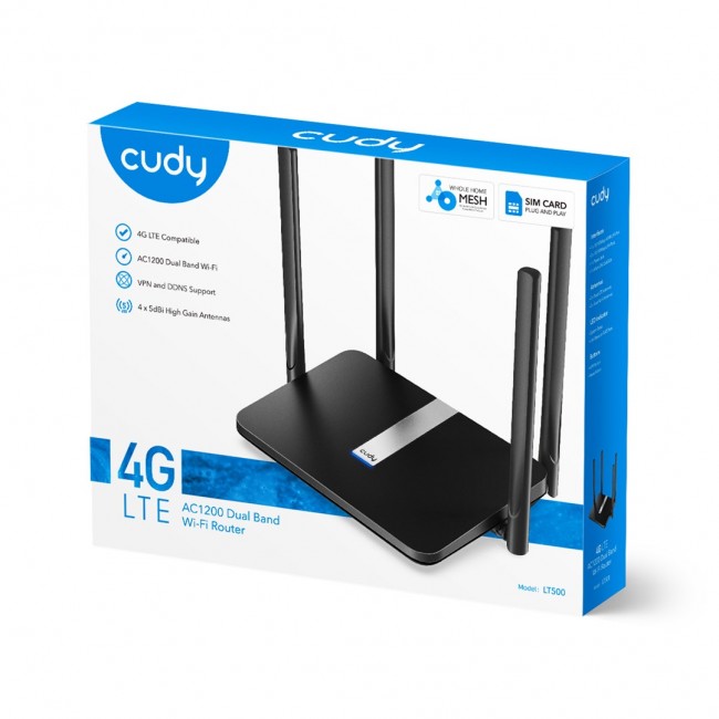 Cudy LT500 wireless router Fast Ethernet Dual-band (2.4 GHz / 5 GHz) 4G Black Cudy LT500 wireless router Fast Ethernet Dual-band (2.4 GHz / 5 GHz) 4G Black