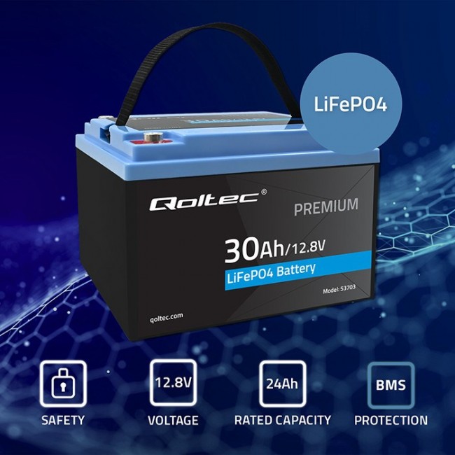 Battery LiFePO4 12.8V 30Ah 384Wh w/ BMS