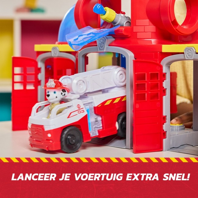 PAW Patrol Fire Rescue Command Center with Marshall Figure, Rescue Fire Truck, Lights, Launcher & Sound Fx, Kids Toys for Boys & Girls Ages 3 and Up