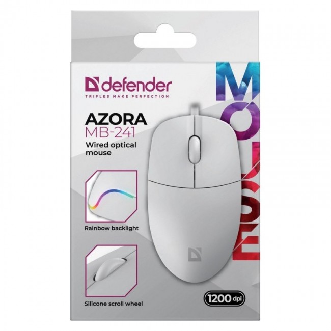 WIRED MOUSE DEFENDER AZORA MB-241 RF WHITE 1200dpi 3P WIRED MOUSE DEFENDER AZORA MB-241 RF WHITE 1200dpi 3P