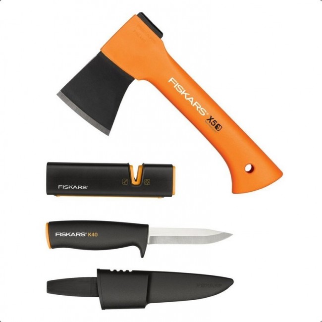 CAMPING SET: X5 AXE + KNIFE + SHARPENER