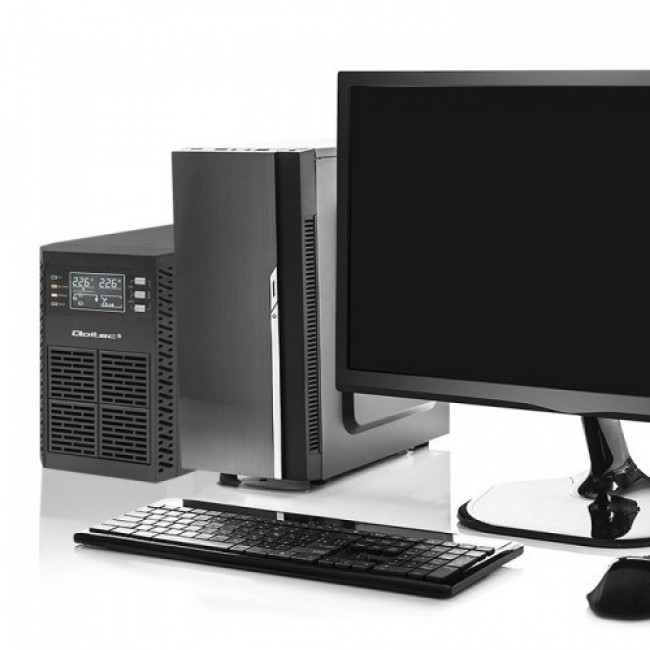 Qoltec 52281 uninterruptible power supply (UPS) Double-conversion (Online) 2 kVA 2000 W 3 AC outlet(s)