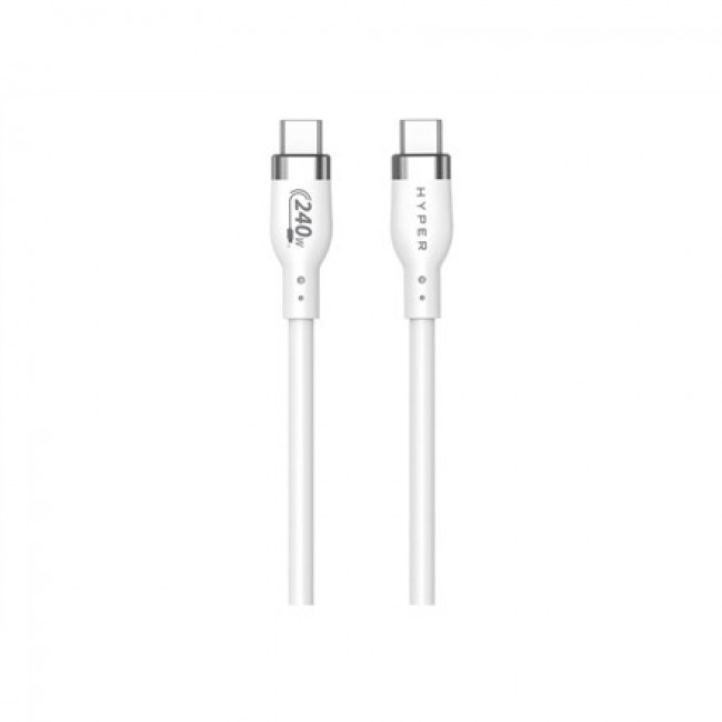 HYPER HyperJuice 240W Silicone USB-C to USB-C Cable (6ft/2m) - White
