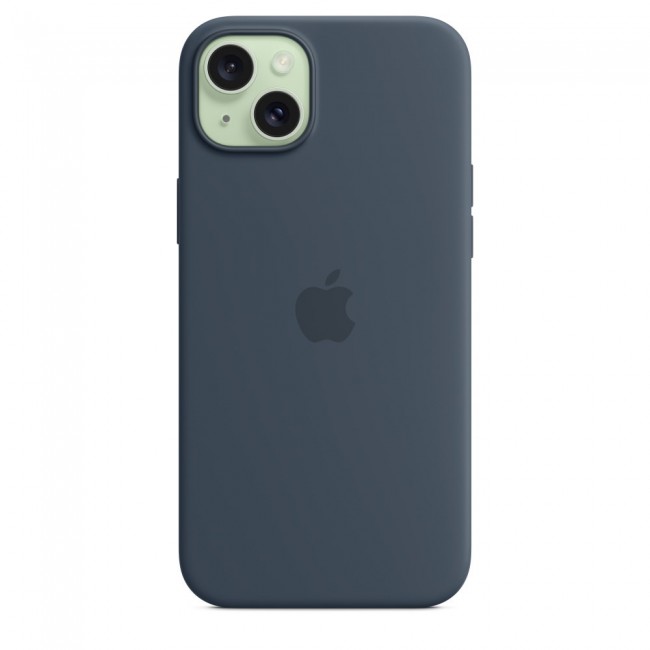 Apple iPhone 15 Plus Silicone Case with MagSafe - Storm Blue Apple iPhone 15 Plus Silicone Case with MagSafe - Storm Blue
