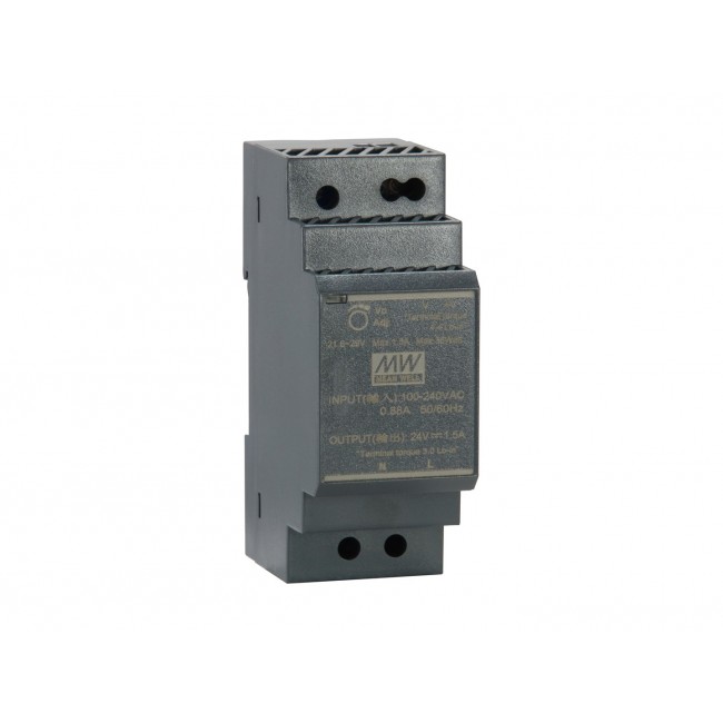 LevelOne 24V DC Industrial Power Supply, 30W, DIN-Rail