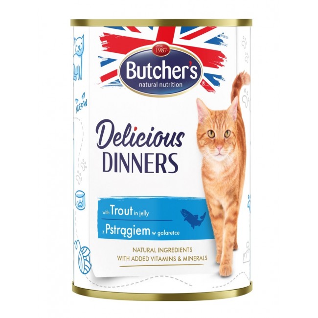 BUTCHER'S Delicious Dinners Pieces with trout in jelly - wet cat food - 400g