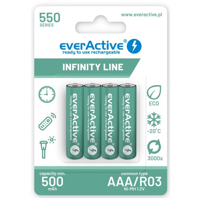 Rechargeable batteries everActive Ni-MH R03 AAA 550 mAh Infinity Line