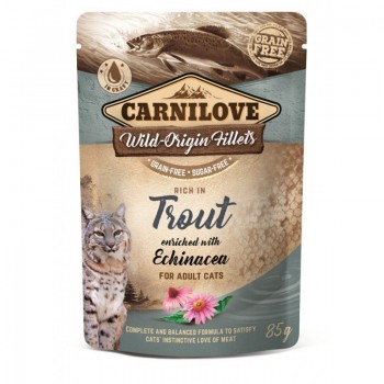 CARNILOVE CAT POUCH Wet cat food Trout, Echinacea 85 g