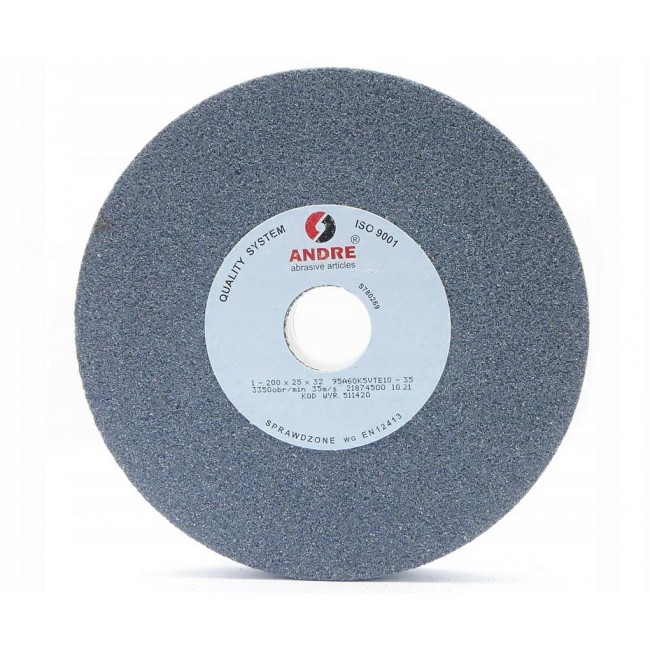ANDRE FLAT GRINDING WHEEL 200mm x 25mm x 32mm 95A60K5VTE10-35 GREY ANDRE FLAT GRINDING WHEEL 200mm x 25mm x 32mm 95A60K5VTE10-35 GREY