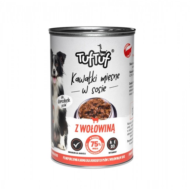 TUF TUF Chunks in gravy with beef - wet dog food - 415g