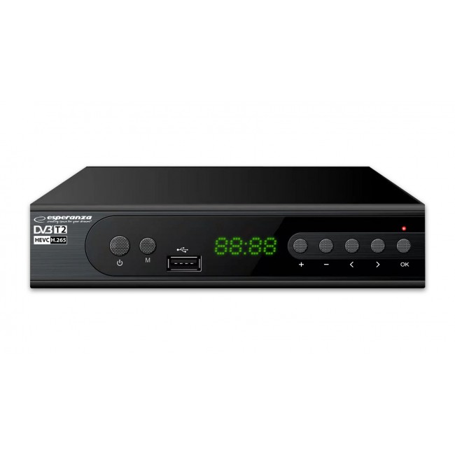 Esperanza EV106P Digital DVB-T2 H.265/HEVC tuner, Black