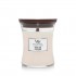 WoodWick White Teak wax candle Cylinder Cedarwood, Oak wood, Oakmoss, Sandalwood 1 pc(s)