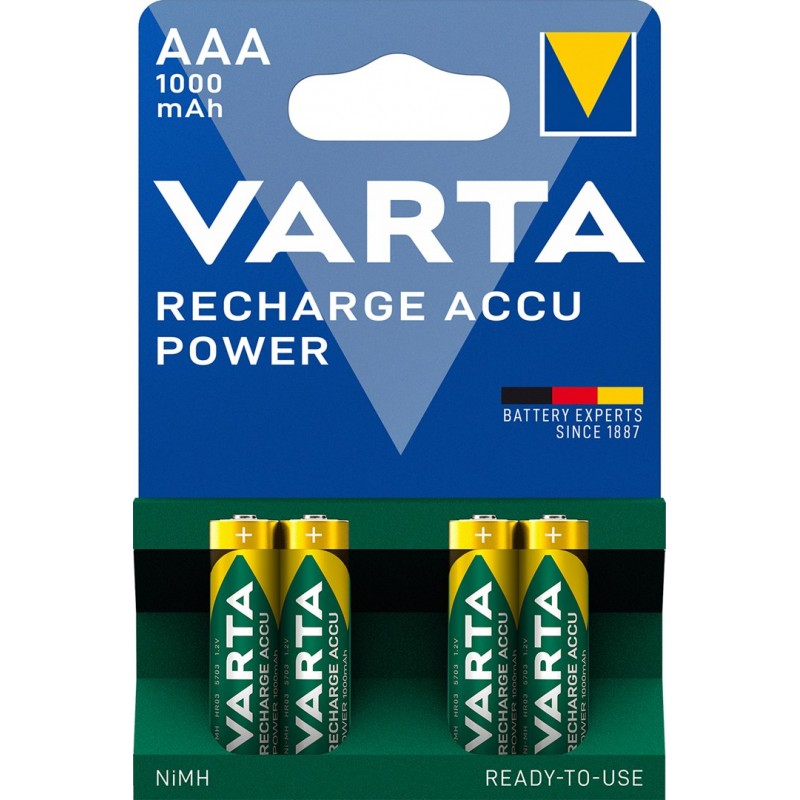 VARTA HR03 AAA Recharge Accu Power 1000 mAh 05703 Rechargeable batteries 4 pc(s) Green, Yellow VARTA HR03 AAA Recharge Accu Power 1000 mAh 05703 Rechargeable batteries 4 pc(s) Green, Yellow