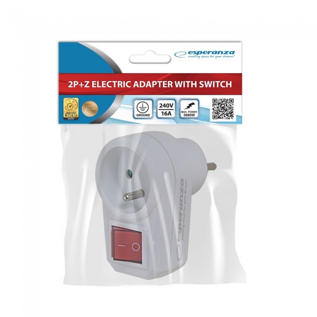 Esperanza ELK301W Electrical Splitter 1 socket Switch White Esperanza ELK301W Electrical Splitter 1 socket Switch White