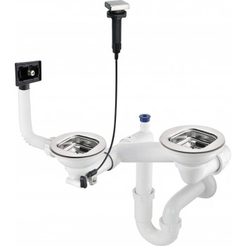 Siphon for 1.5- and 2-bowl steel sink