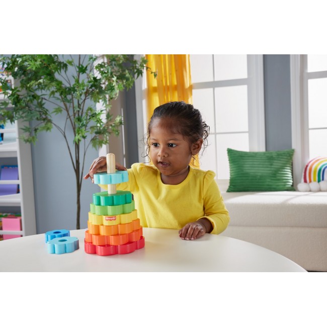 Fisher-Price Wooden Ring Stacker Toddler Fine Motor Toy, 10 Wood Pieces Fisher-Price Wooden Ring Stacker Toddler Fine Motor Toy, 10 Wood Pieces