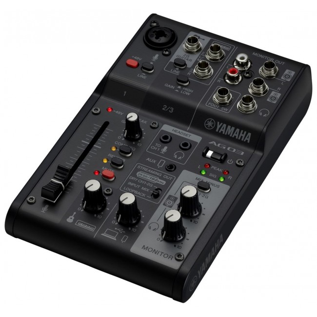 Yamaha AG03 MK2 - 3-channel live streaming mixer with USB audio interface, black Yamaha AG03 MK2 - 3-channel live streaming mixer with USB audio interface, black