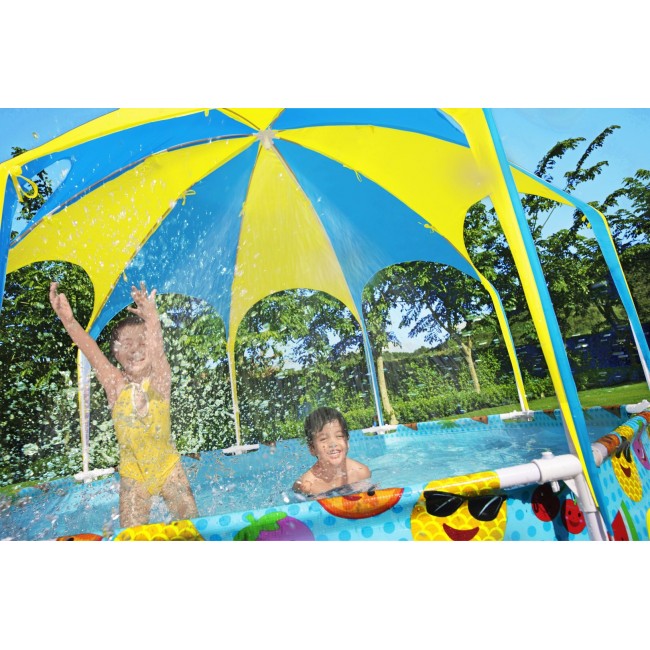 Bestway Steel Pro 2.44m x 51cm Splash-in-shade Play Pool, Orange/Yellow