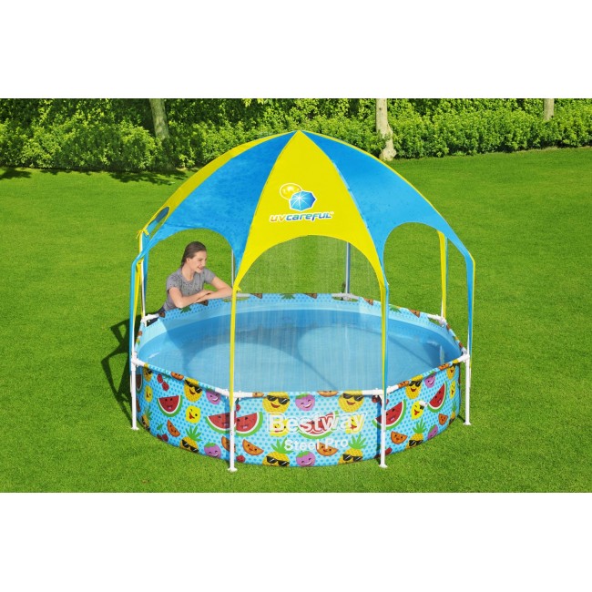 Bestway Steel Pro 2.44m x 51cm Splash-in-shade Play Pool, Orange/Yellow