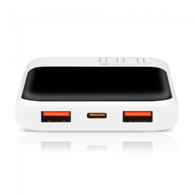 Powerbank 10 000mAh, 2x USB, 1x USB-C 22,5W, QC4+, LCD screen, white