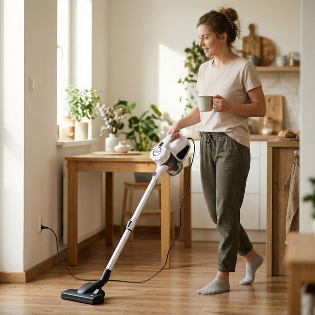 Adler AD 7036W stick vacuum/electric broom 2-in-1 stick vacuum AC Dry Bagless 1.5 L Black, White