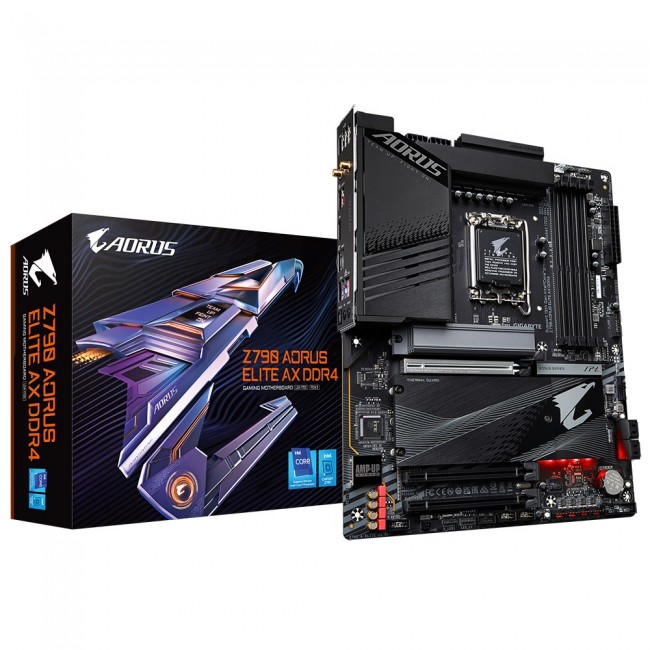 GIGABYTE Z790 AORUS ELITE AX DDR4 Motherboard - Supports Intel Core 13th Gen CPUs, 16*+1+2 Phases Digital VRM, up to 5333MHz DDR4 (OC), 4xPCIe 4.0 M.2, Wi-Fi 6E, 2.5GbE LAN, USB 3.2 Gen 2 GIGABYTE Z790 AORUS ELITE AX DDR4 Motherboard - Supports Intel Core 13th Gen CPUs, 16*+1+2 Phases Digital VRM, up to 5333MHz DDR4 (OC), 4xPCIe 4.0 M.2, Wi-Fi 6E, 2.5GbE LAN, USB 3.2 Gen 2